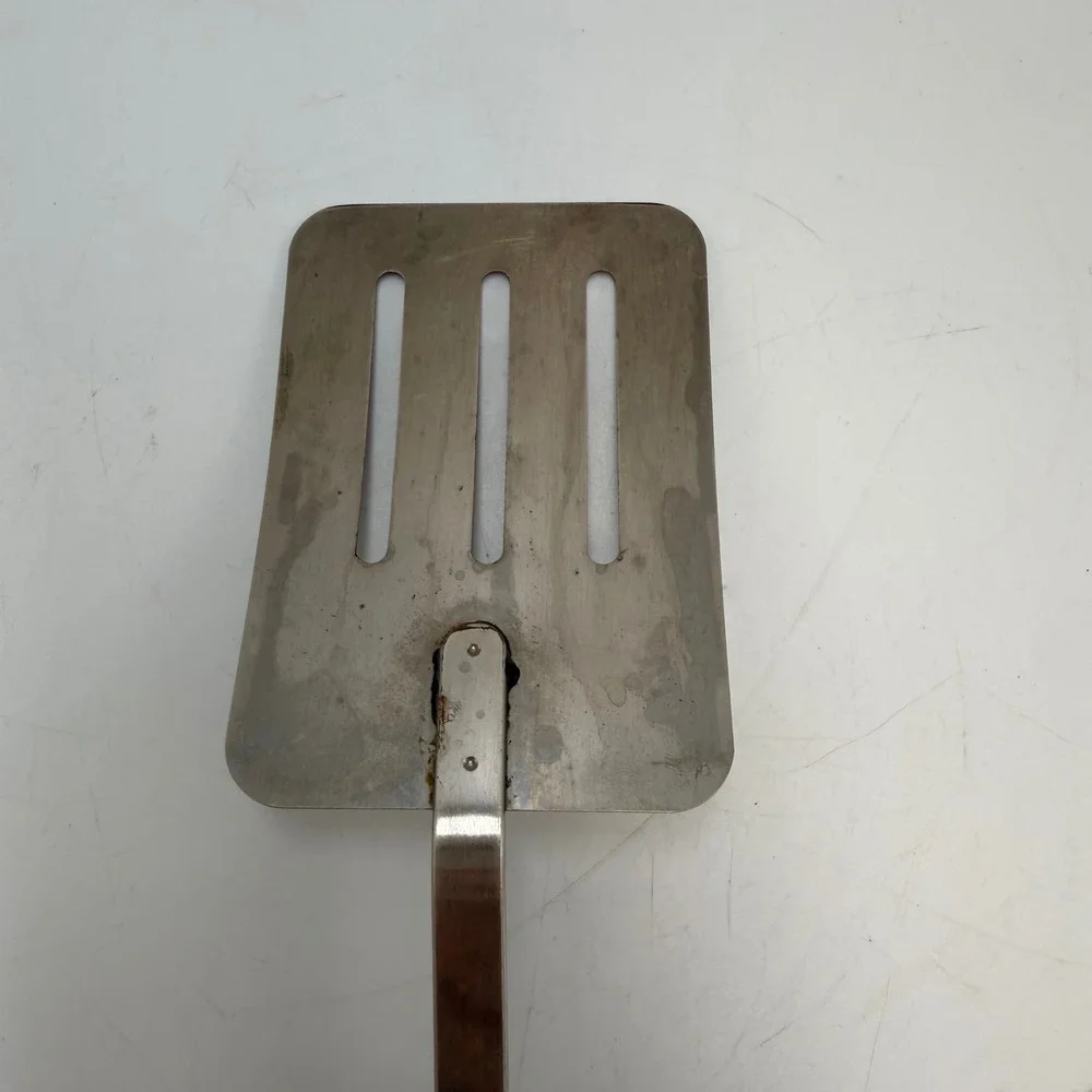 Vintage EKCO USA Slotted Spatula Stainless Steel Black Handle 11.5 Inch